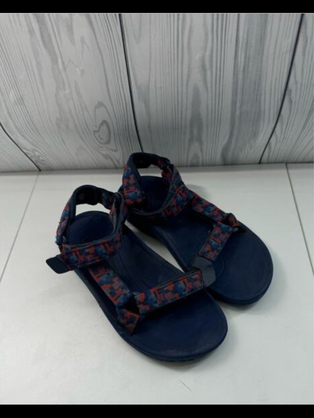Teva Navy Blue Kids Sandals with Red Accent Straps